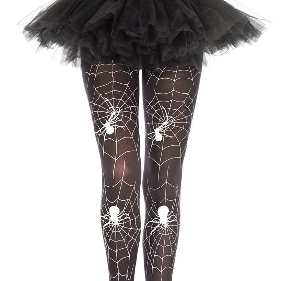 Black and white Spider Web print pantyhose womens tights Gothic Lingerie 37022 - Picture 1 of 1